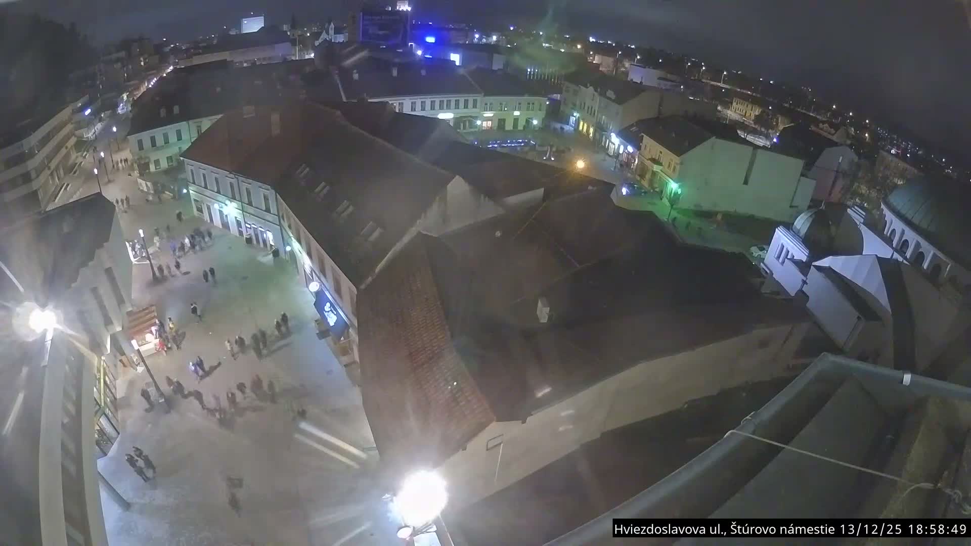 Trenčín Hviezdoslavova ul. Street &. Štúrovo Námestie Square West View Skyline Live Cam -  Trencin, Okres Trencin, Slovakia