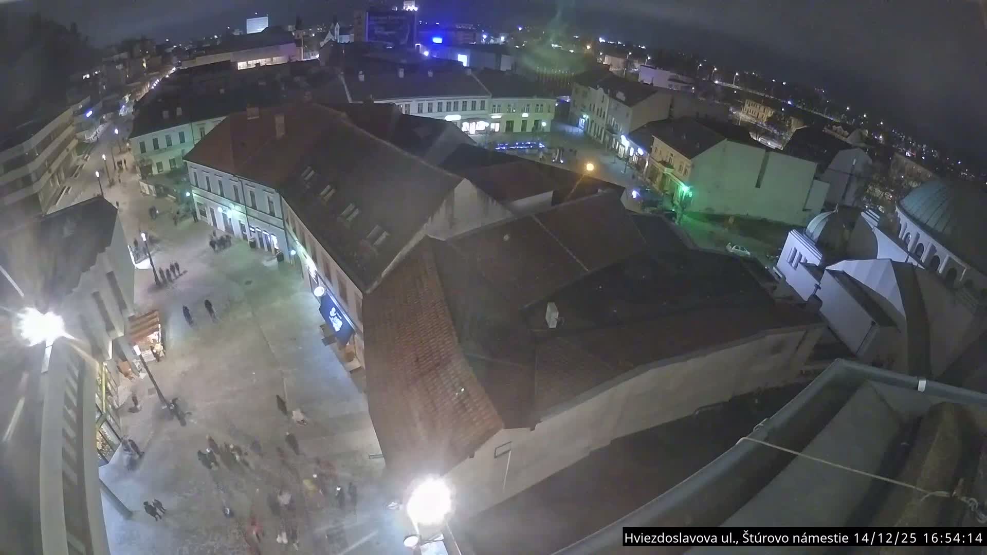 Trenčín Hviezdoslavova ul. Street &. Štúrovo Námestie Square West View Skyline Live Cam -  Trencin, Okres Trencin, Slovakia