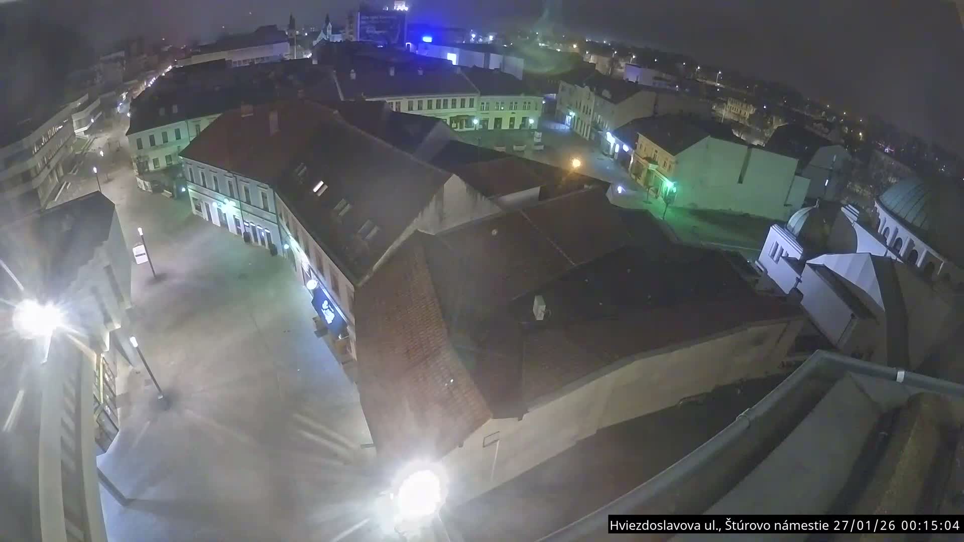 Trenčín Hviezdoslavova ul. Street &. Štúrovo Námestie Square West View Skyline Live Cam -  Trencin, Okres Trencin, Slovakia