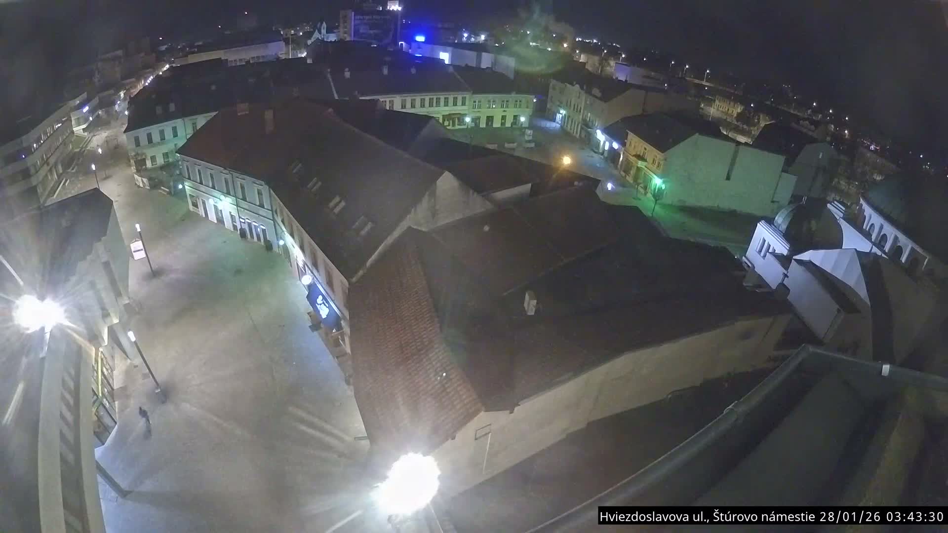Trenčín Hviezdoslavova ul. Street &. Štúrovo Námestie Square West View Skyline Live Cam -  Trencin, Okres Trencin, Slovakia