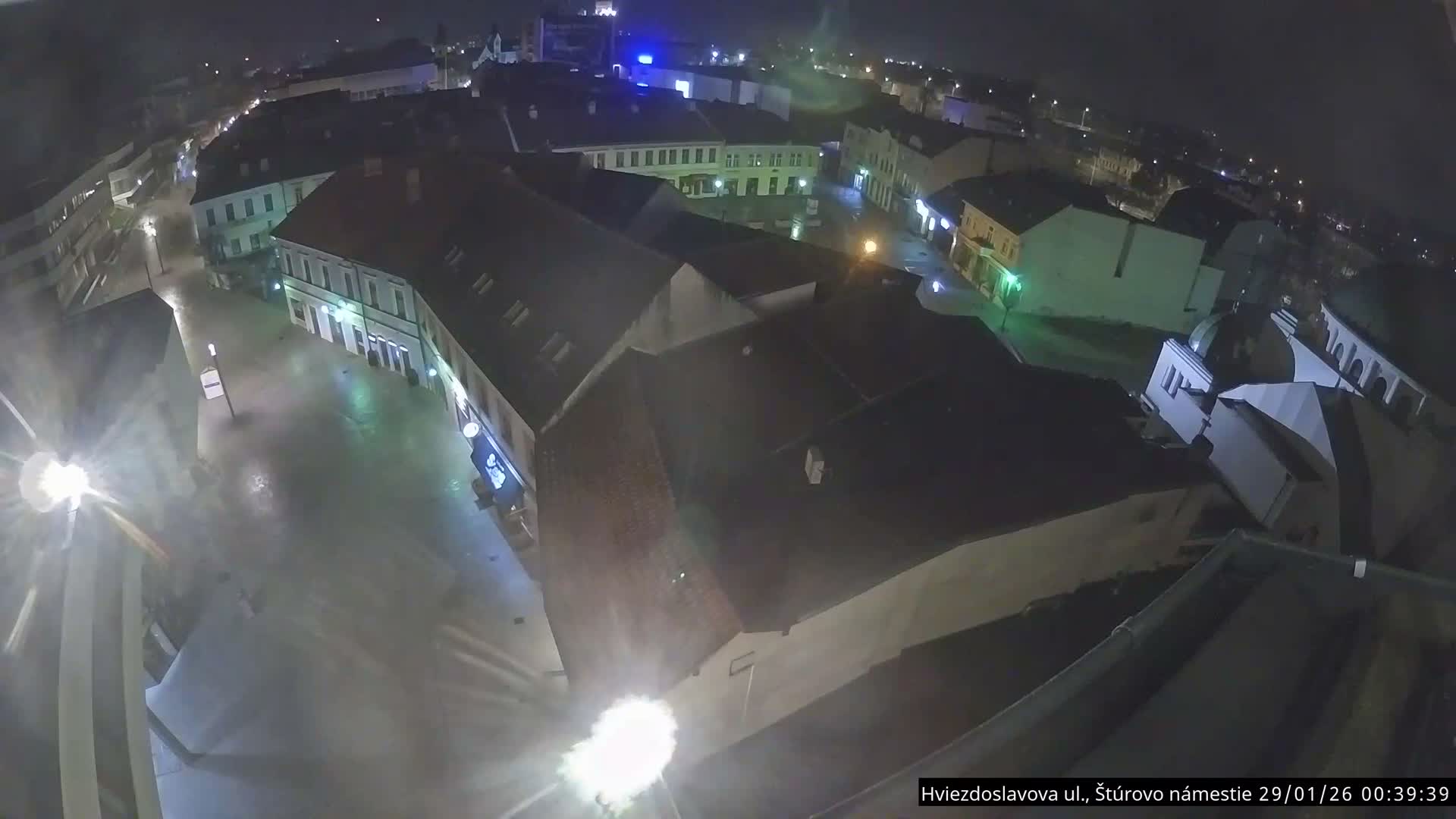 Trenčín Hviezdoslavova ul. Street &. Štúrovo Námestie Square West View Skyline Live Cam -  Trencin, Okres Trencin, Slovakia