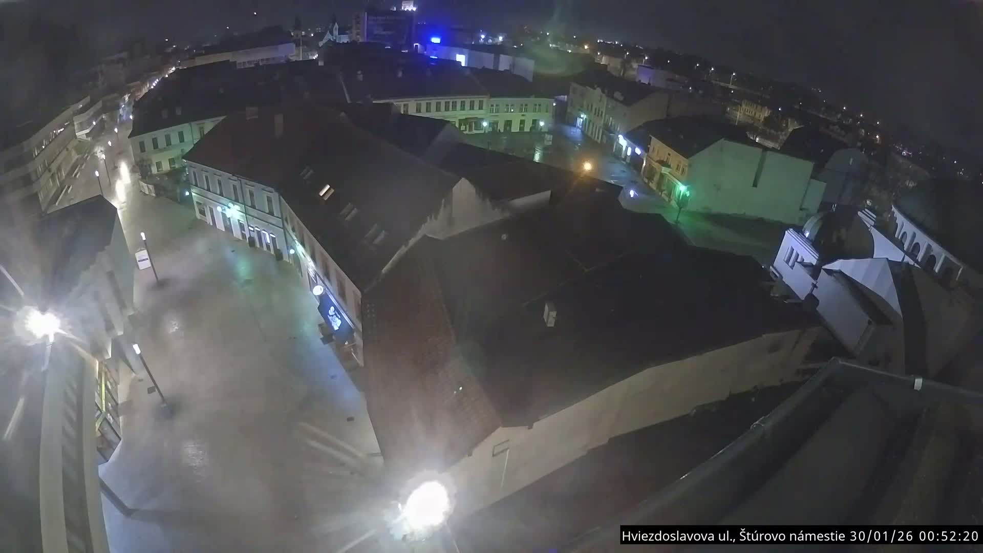 Trenčín Hviezdoslavova ul. Street &. Štúrovo Námestie Square West View Skyline Live Cam -  Trencin, Okres Trencin, Slovakia