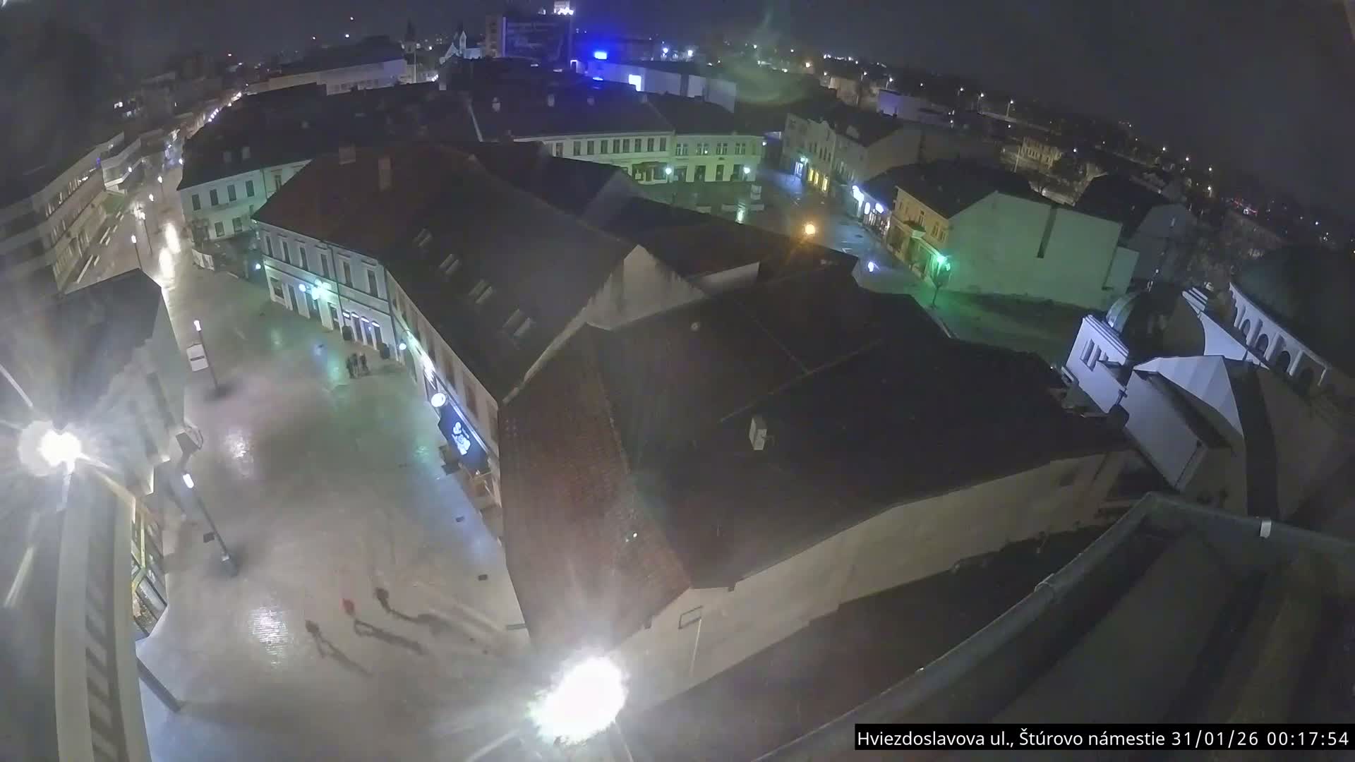 Trenčín Hviezdoslavova ul. Street &. Štúrovo Námestie Square West View Skyline Live Cam -  Trencin, Okres Trencin, Slovakia