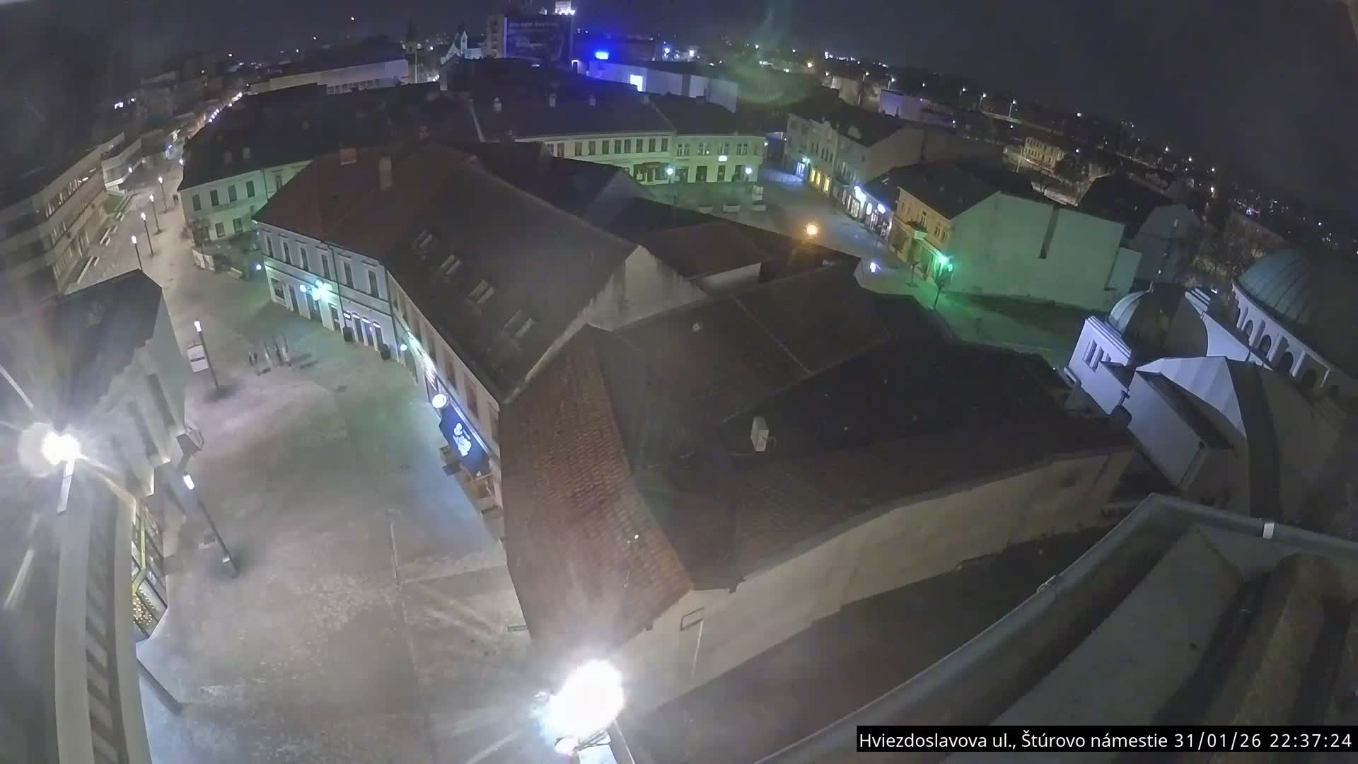 Trenčín Hviezdoslavova ul. Street &. Štúrovo Námestie Square West View Skyline Live Cam -  Trencin, Okres Trencin, Slovakia