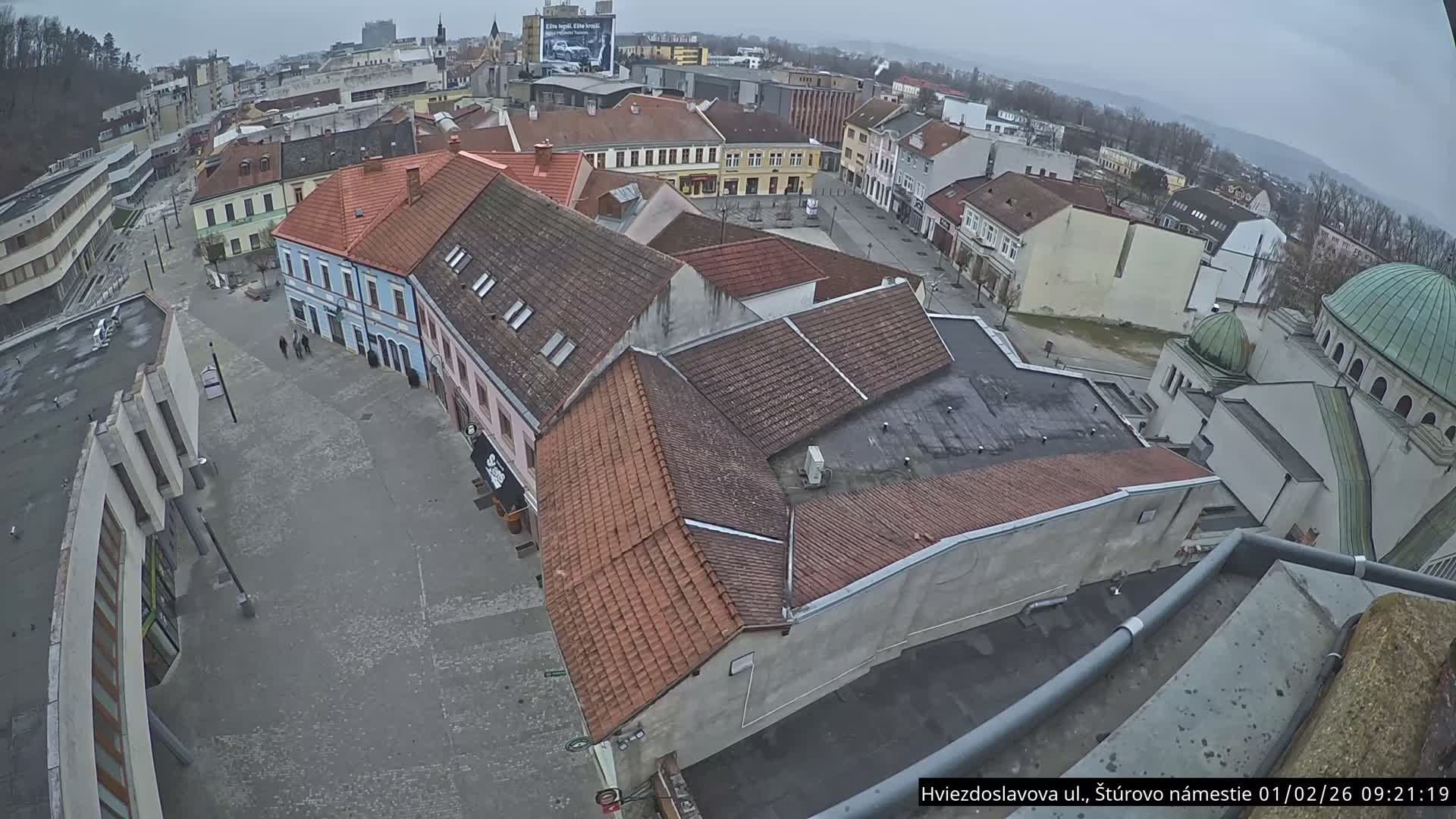 Trenčín Hviezdoslavova ul. Street &. Štúrovo Námestie Square West View Skyline Live Cam -  Trencin, Okres Trencin, Slovakia