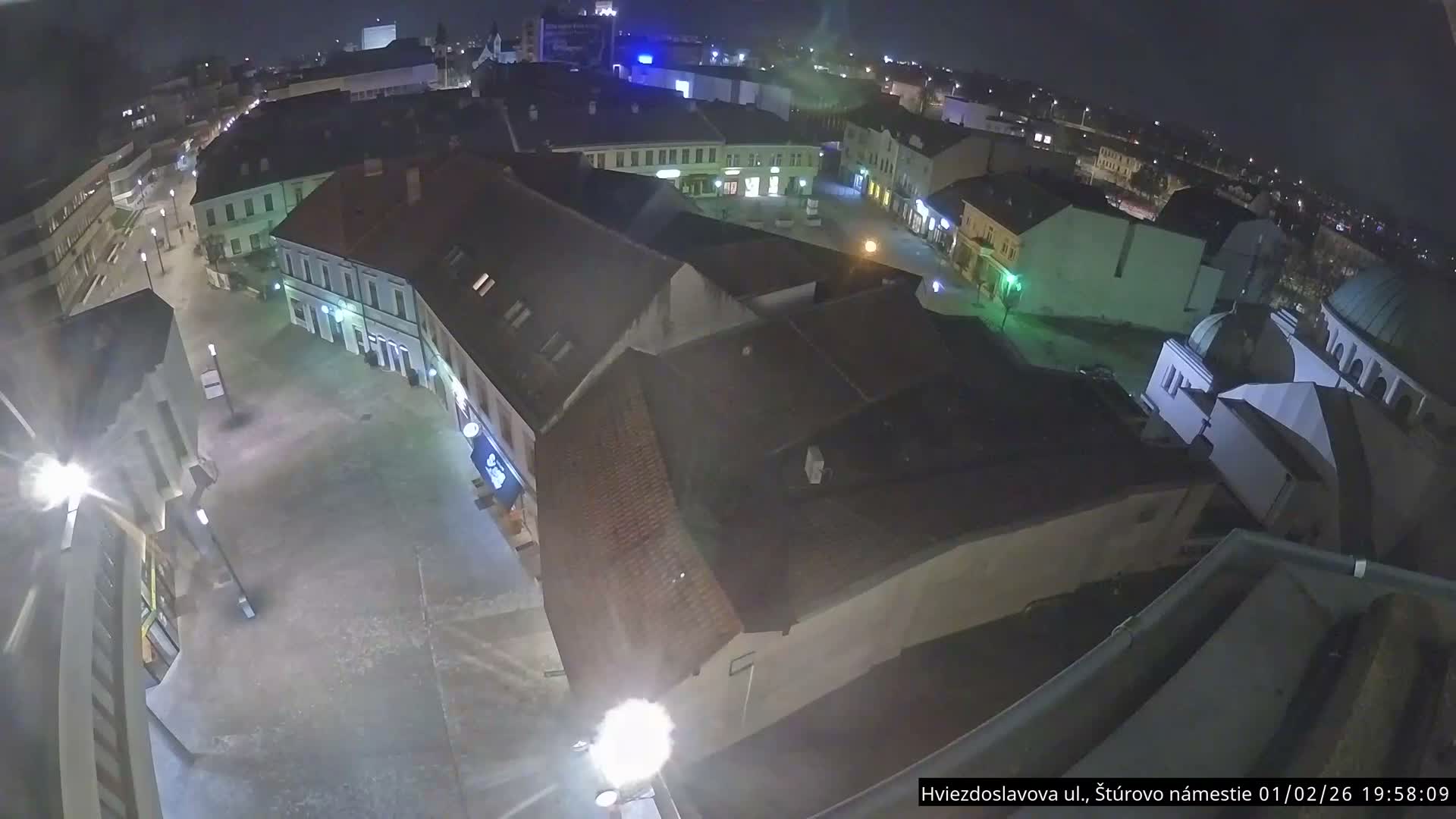 Trenčín Hviezdoslavova ul. Street &. Štúrovo Námestie Square West View Skyline Live Cam -  Trencin, Okres Trencin, Slovakia
