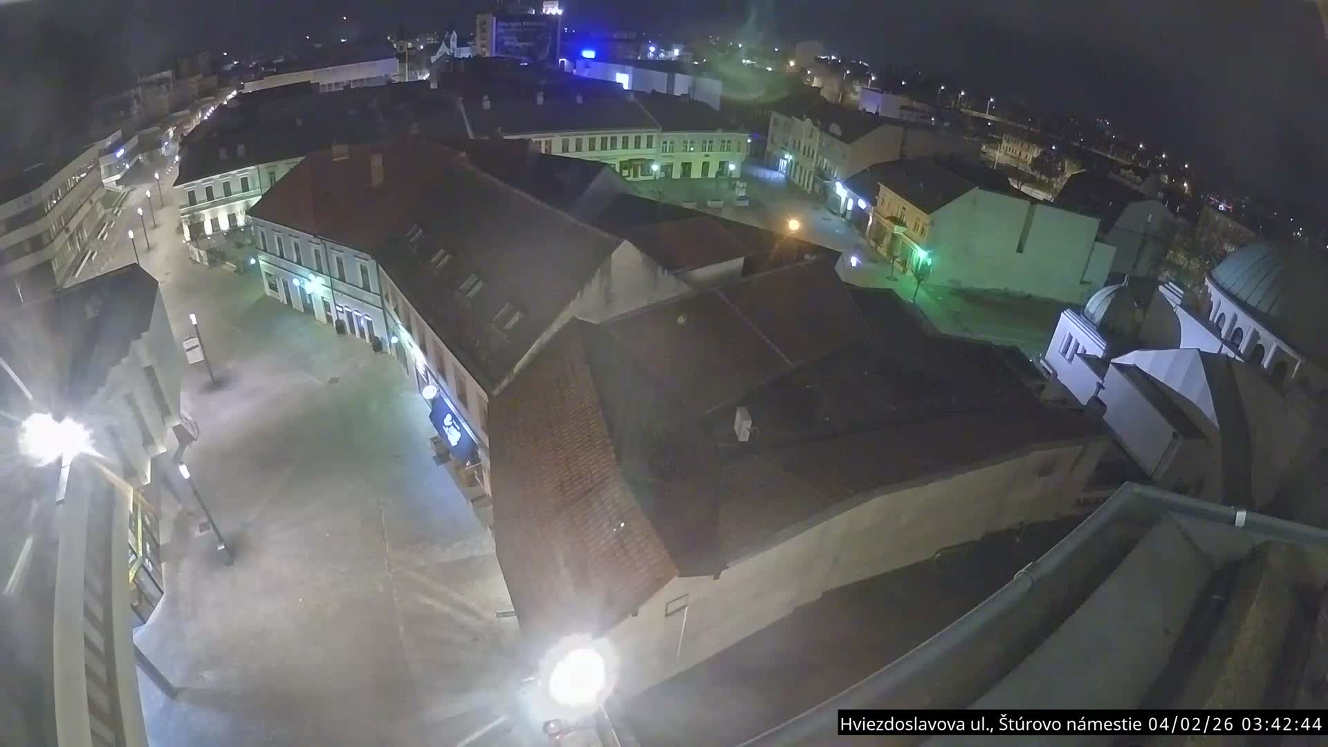 Trenčín Hviezdoslavova ul. Street &. Štúrovo Námestie Square West View Skyline Live Cam -  Trencin, Okres Trencin, Slovakia