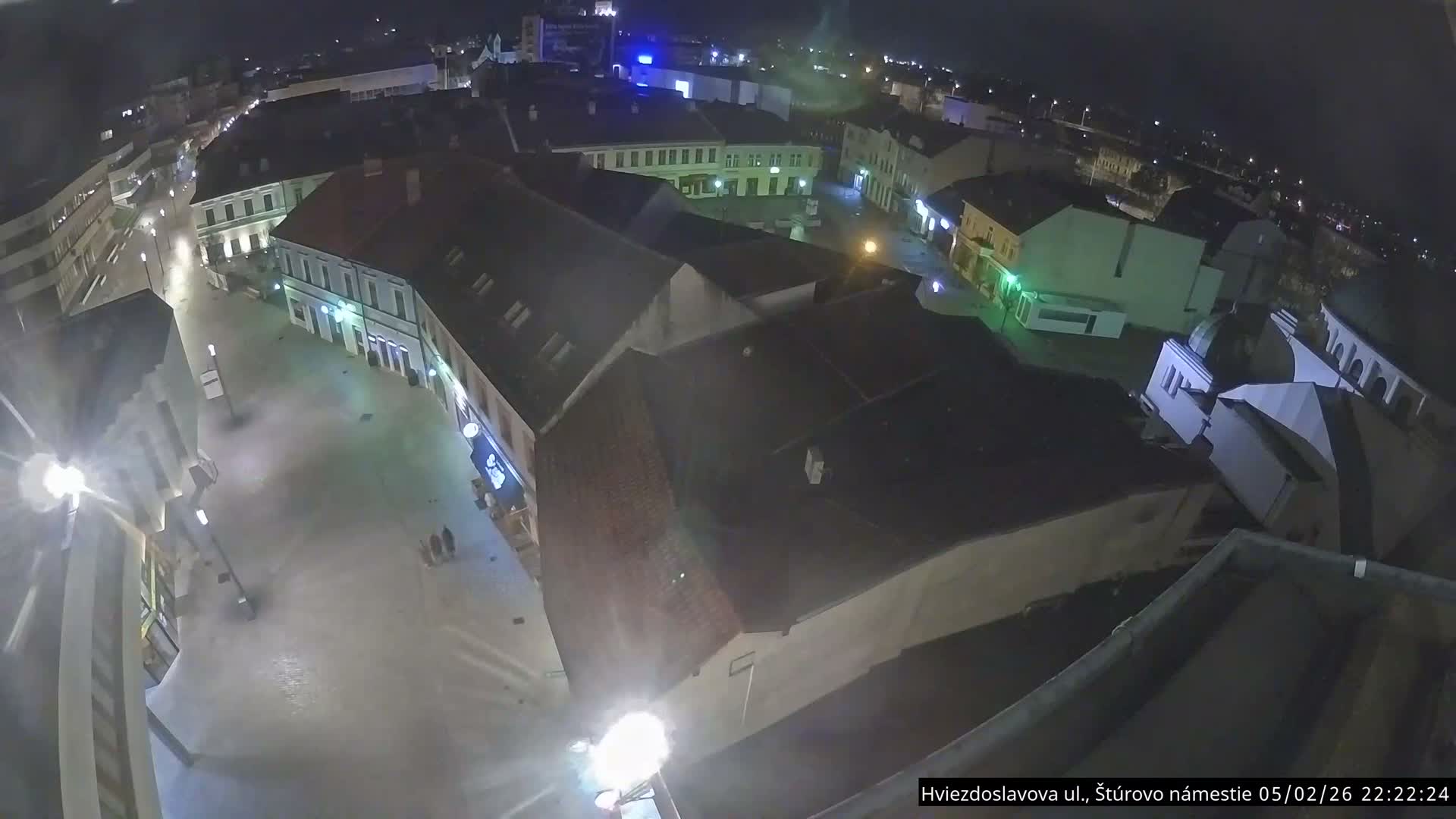 Trenčín Hviezdoslavova ul. Street &. Štúrovo Námestie Square West View Skyline Live Cam -  Trencin, Okres Trencin, Slovakia