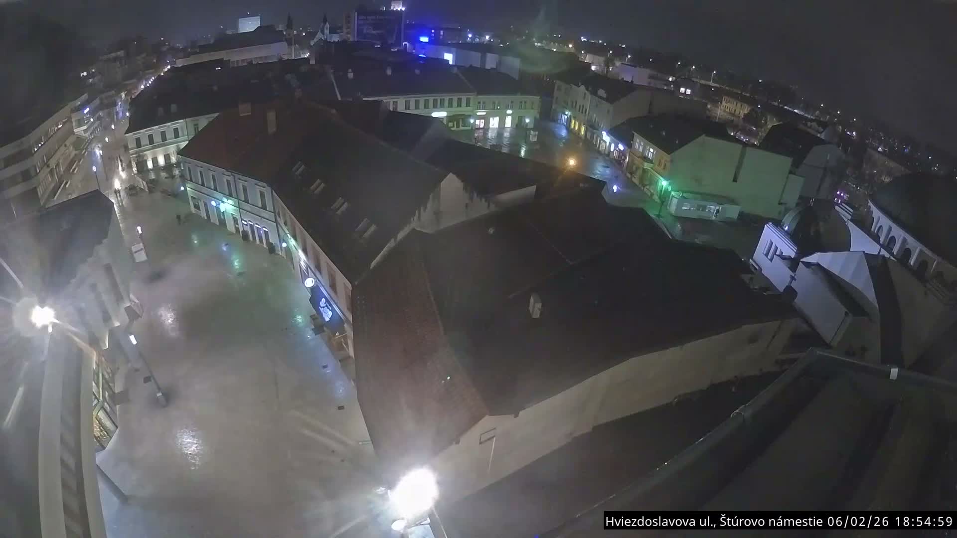 Trenčín Hviezdoslavova ul. Street &. Štúrovo Námestie Square West View Skyline Live Cam -  Trencin, Okres Trencin, Slovakia
