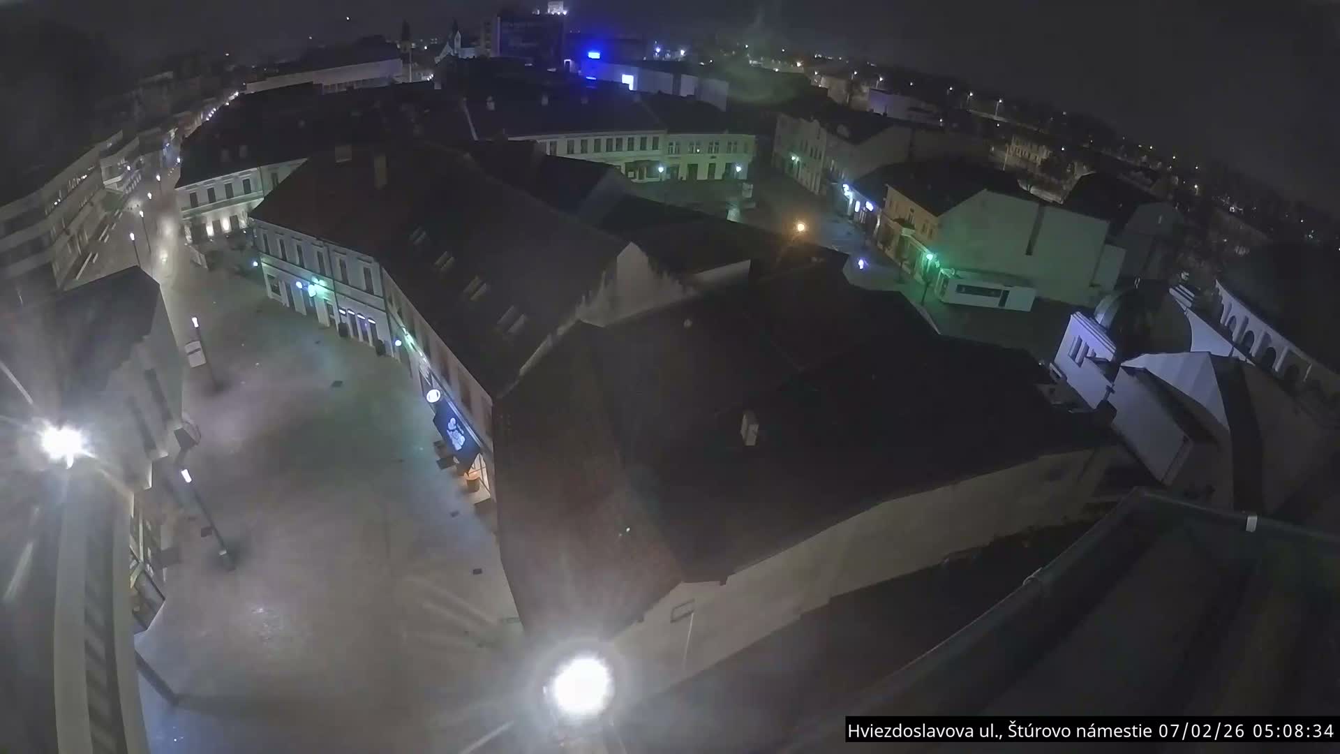 Trenčín Hviezdoslavova ul. Street &. Štúrovo Námestie Square West View Skyline Live Cam -  Trencin, Okres Trencin, Slovakia