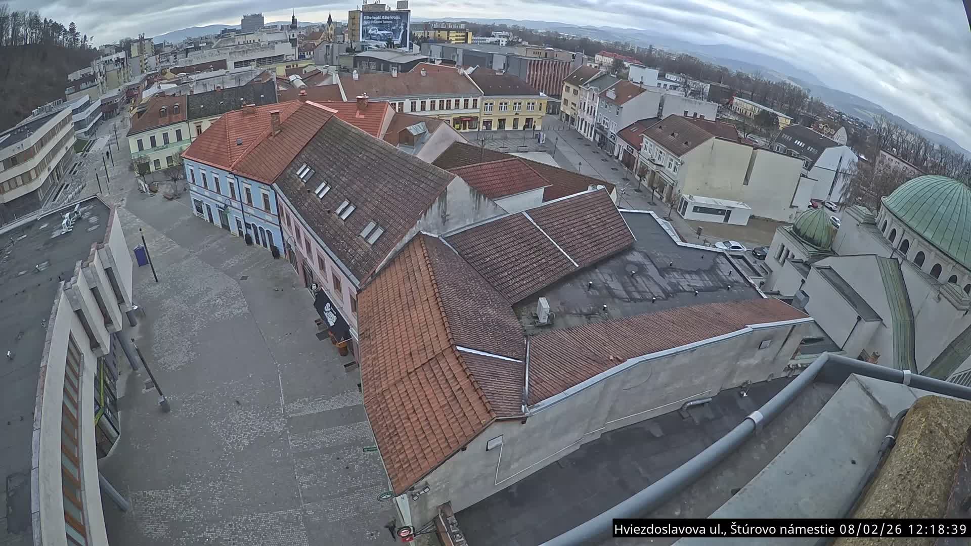 Trenčín Hviezdoslavova ul. Street &. Štúrovo Námestie Square West View Skyline Live Cam -  Trencin, Okres Trencin, Slovakia
