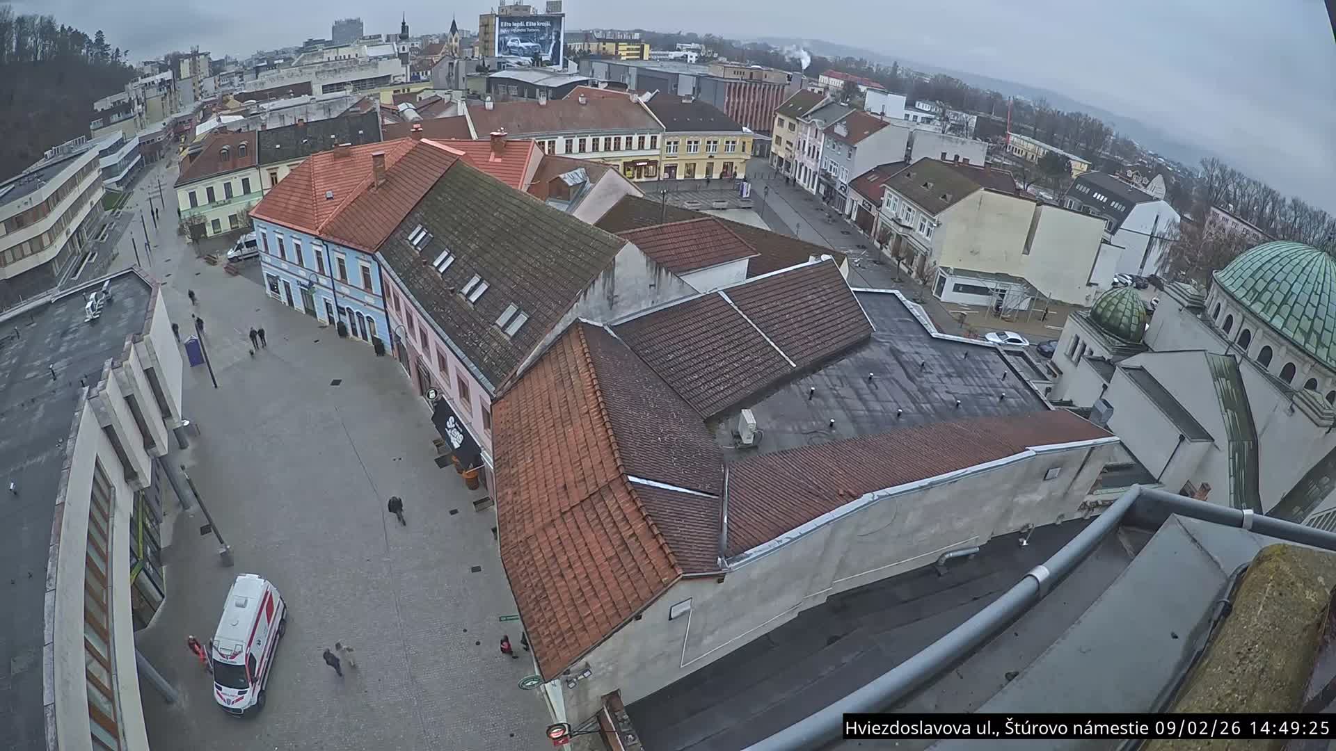 Trenčín Hviezdoslavova ul. Street &. Štúrovo Námestie Square West View Skyline Live Cam -  Trencin, Okres Trencin, Slovakia