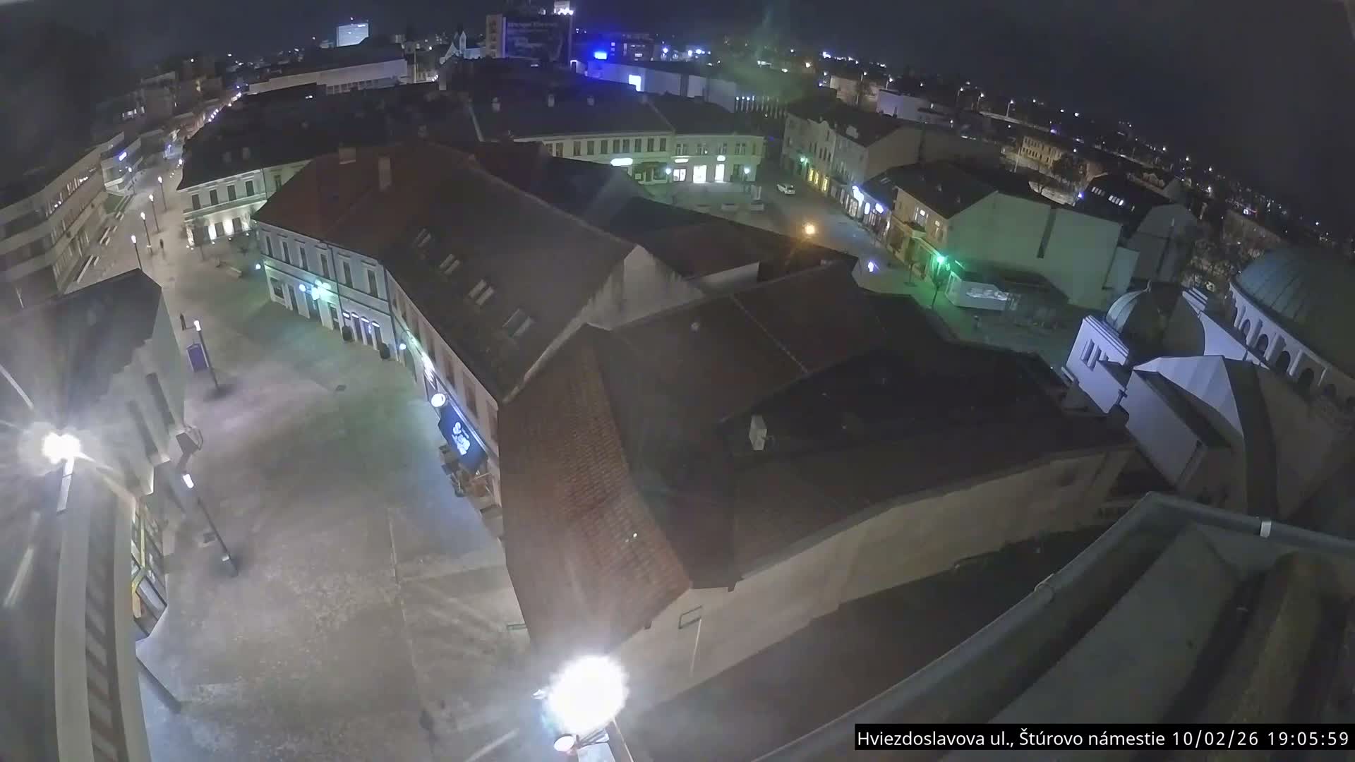 Trenčín Hviezdoslavova ul. Street &. Štúrovo Námestie Square West View Skyline Live Cam -  Trencin, Okres Trencin, Slovakia