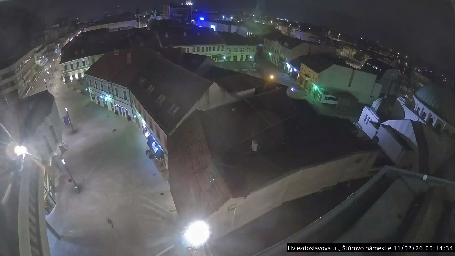 Trenčín Hviezdoslavova ul. Street &. Štúrovo Námestie Square West View Skyline Live Cam -  Trencin, Okres Trencin, Slovakia