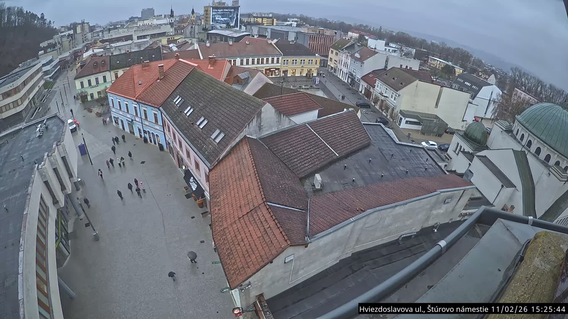 Trenčín Hviezdoslavova ul. Street &. Štúrovo Námestie Square West View Skyline Live Cam -  Trencin, Okres Trencin, Slovakia