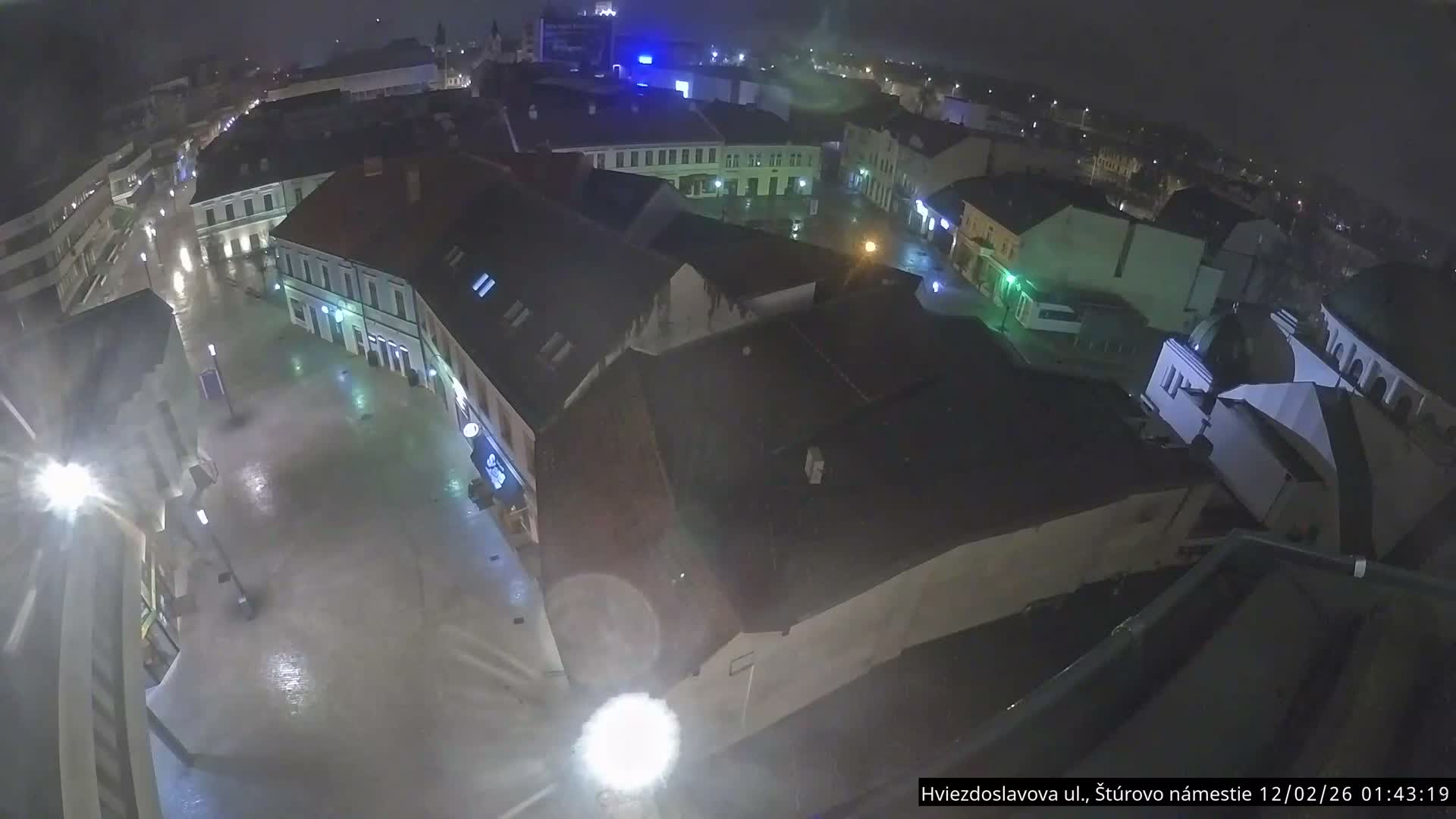 Trenčín Hviezdoslavova ul. Street &. Štúrovo Námestie Square West View Skyline Live Cam -  Trencin, Okres Trencin, Slovakia
