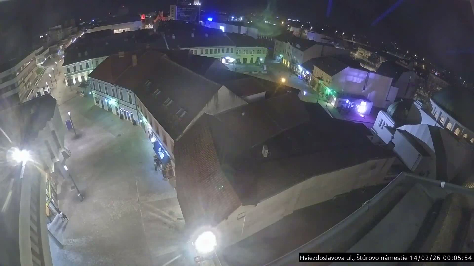 Trenčín Hviezdoslavova ul. Street &. Štúrovo Námestie Square West View Skyline Live Cam -  Trencin, Okres Trencin, Slovakia