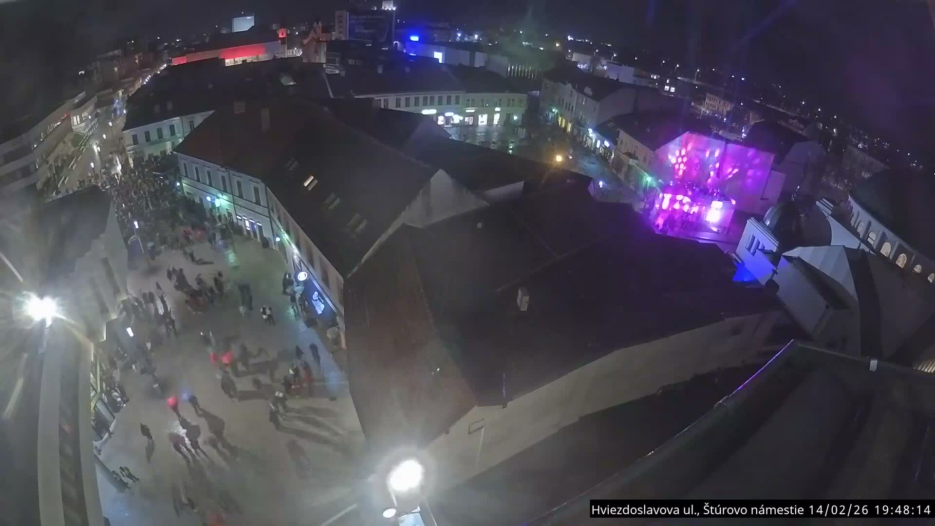 Trenčín Hviezdoslavova ul. Street &. Štúrovo Námestie Square West View Skyline Live Cam -  Trencin, Okres Trencin, Slovakia