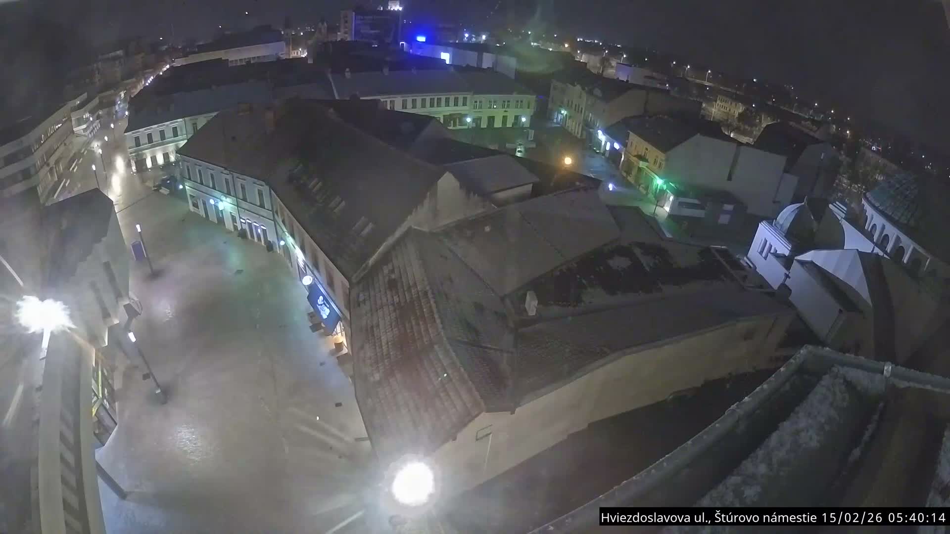 Trenčín Hviezdoslavova ul. Street &. Štúrovo Námestie Square West View Skyline Live Cam -  Trencin, Okres Trencin, Slovakia