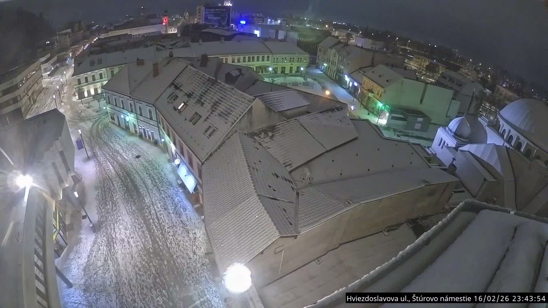 Trenčín Hviezdoslavova ul. Street &. Štúrovo Námestie Square West View Skyline Live Cam -  Trencin, Okres Trencin, Slovakia