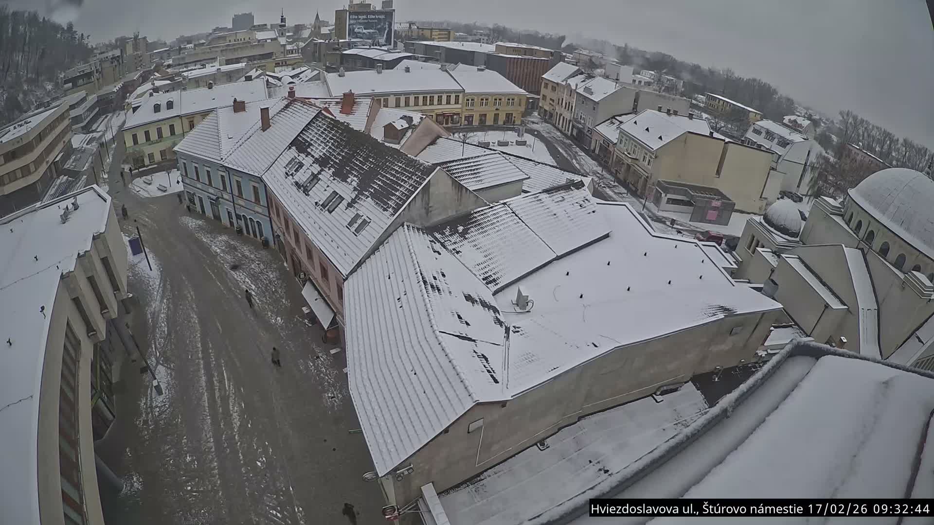 Trenčín Hviezdoslavova ul. Street &. Štúrovo Námestie Square West View Skyline Live Cam -  Trencin, Okres Trencin, Slovakia