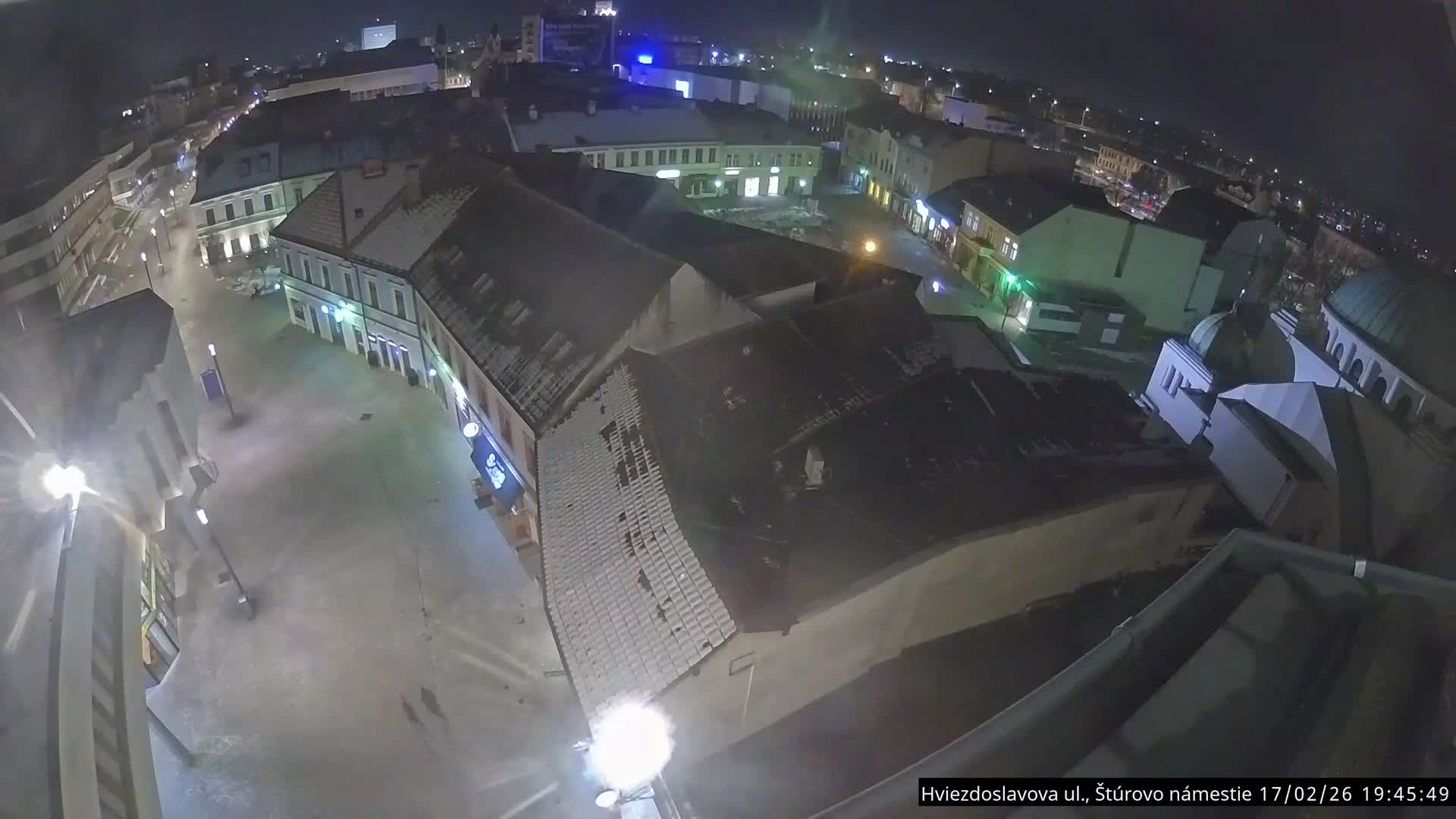 Trenčín Hviezdoslavova ul. Street &. Štúrovo Námestie Square West View Skyline Live Cam -  Trencin, Okres Trencin, Slovakia