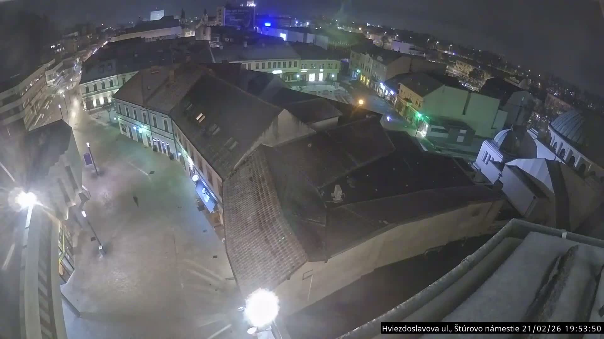 Trenčín Hviezdoslavova ul. Street &. Štúrovo Námestie Square West View Skyline Live Cam -  Trencin, Okres Trencin, Slovakia