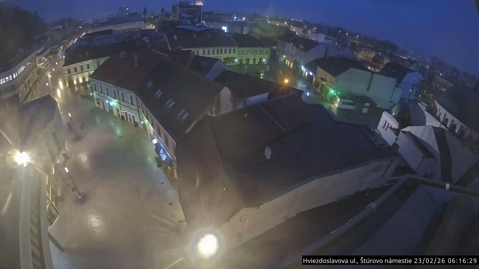 Trenčín Hviezdoslavova ul. Street &. Štúrovo Námestie Square West View Skyline Live Cam -  Trencin, Okres Trencin, Slovakia