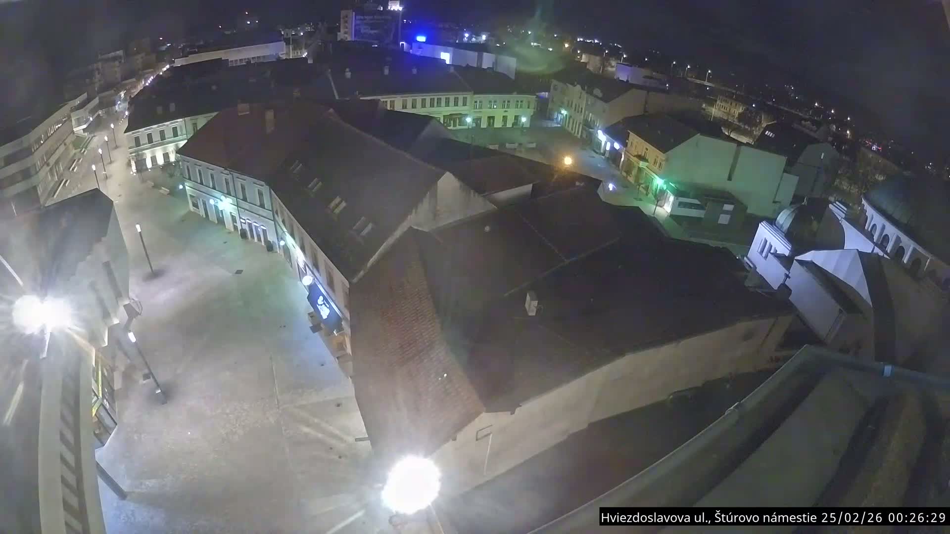 Trenčín Hviezdoslavova ul. Street &. Štúrovo Námestie Square West View Skyline Live Cam -  Trencin, Okres Trencin, Slovakia
