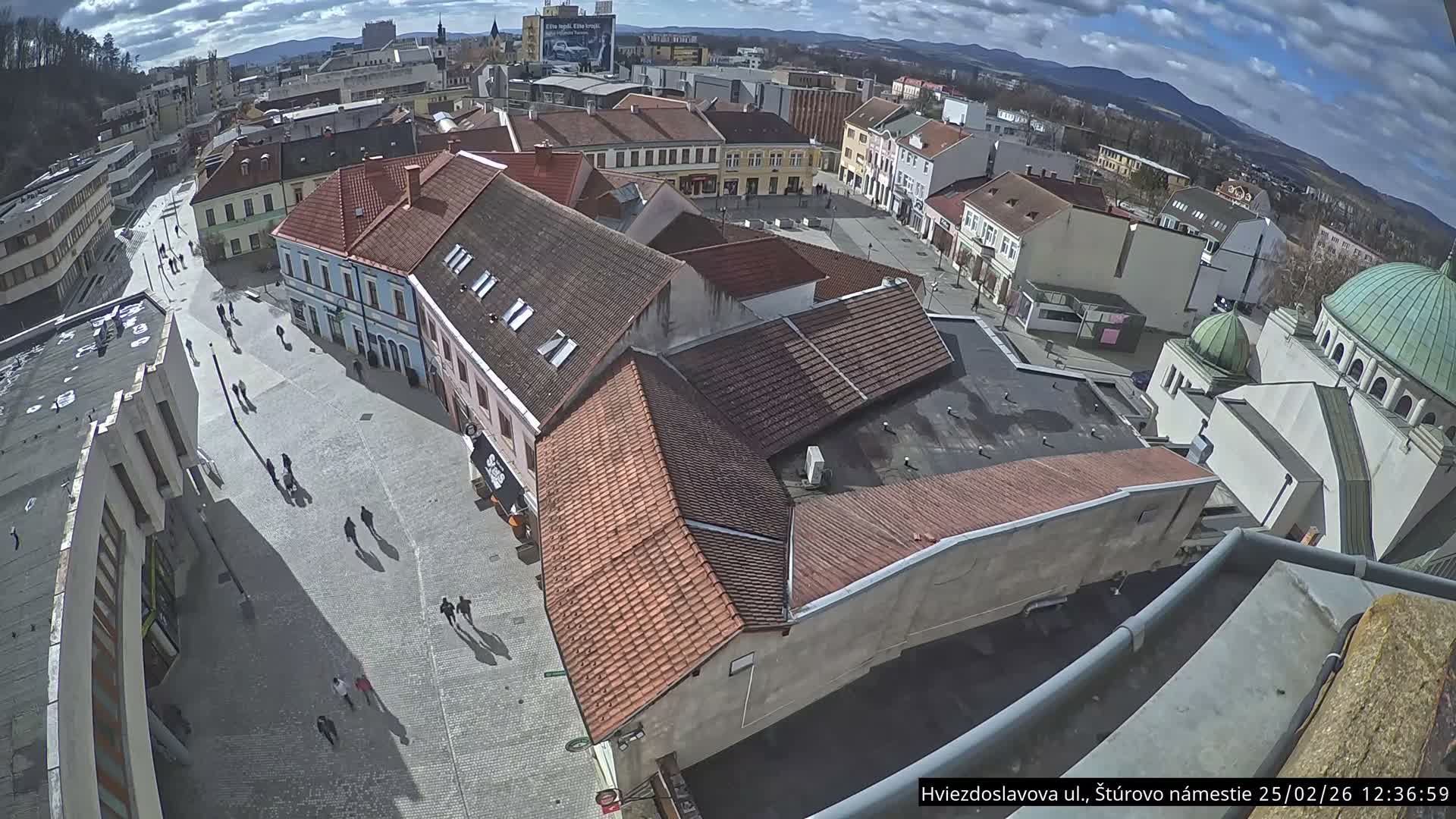 Trenčín Hviezdoslavova ul. Street &. Štúrovo Námestie Square West View Skyline Live Cam -  Trencin, Okres Trencin, Slovakia