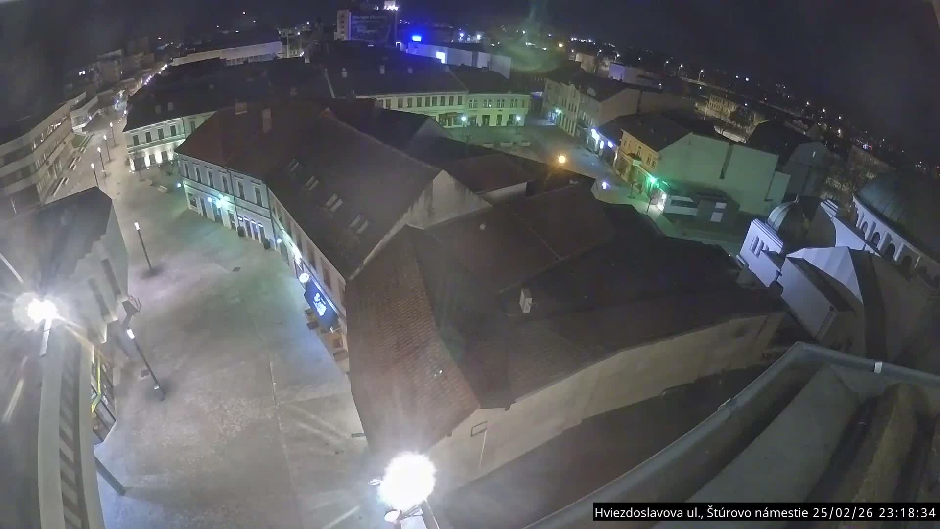 Trenčín Hviezdoslavova ul. Street &. Štúrovo Námestie Square West View Skyline Live Cam -  Trencin, Okres Trencin, Slovakia