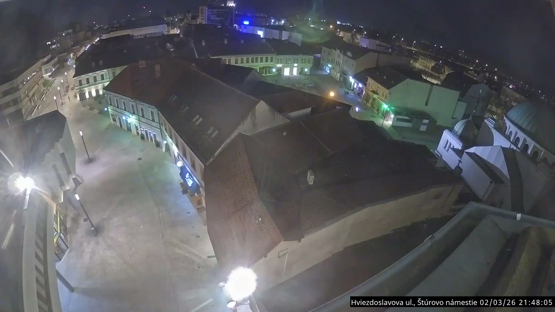Trenčín Hviezdoslavova ul. Street &. Štúrovo Námestie Square West View Skyline Live Cam -  Trencin, Okres Trencin, Slovakia