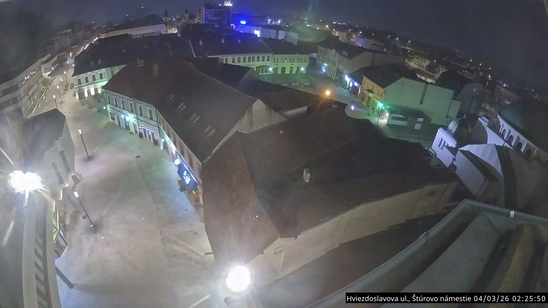 Trenčín Hviezdoslavova ul. Street &. Štúrovo Námestie Square West View Skyline Live Cam -  Trencin, Okres Trencin, Slovakia