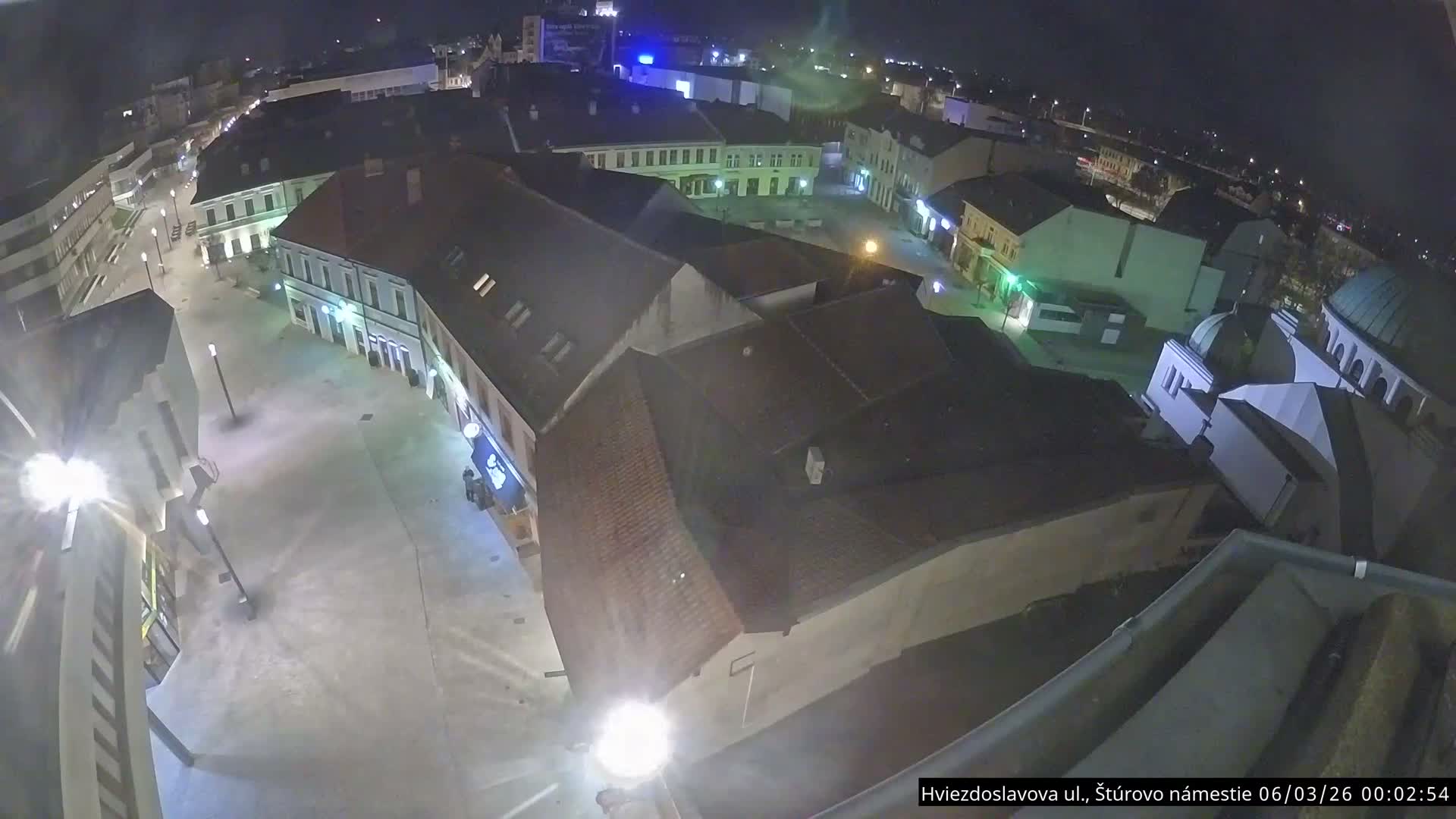 Trenčín Hviezdoslavova ul. Street &. Štúrovo Námestie Square West View Skyline Live Cam -  Trencin, Okres Trencin, Slovakia