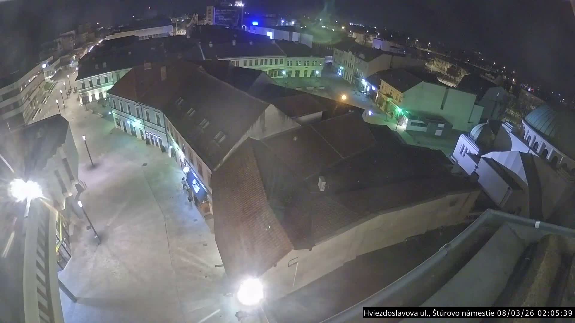 Trenčín Hviezdoslavova ul. Street &. Štúrovo Námestie Square West View Skyline Live Cam -  Trencin, Okres Trencin, Slovakia