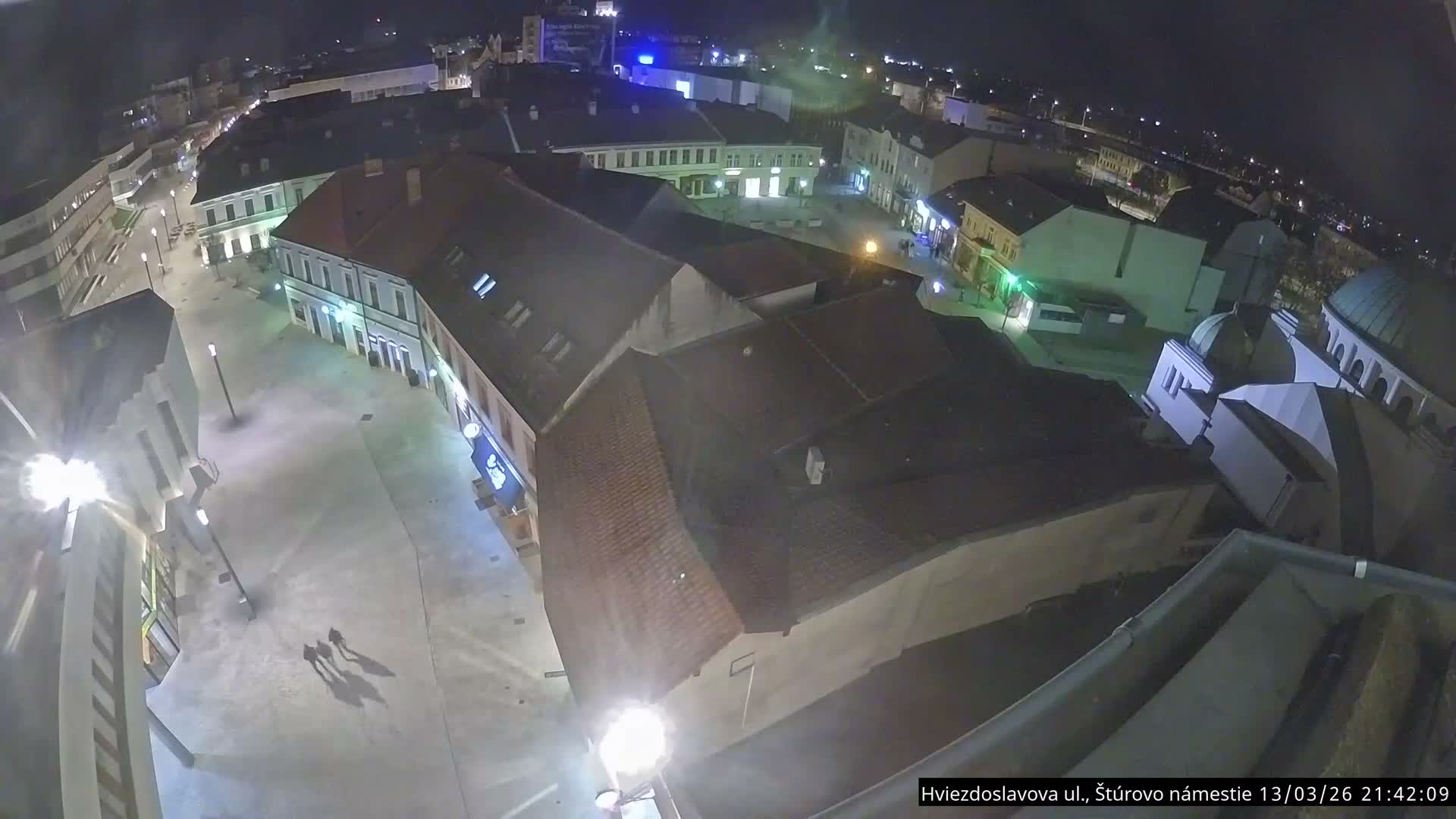 Trenčín Hviezdoslavova ul. Street &. Štúrovo Námestie Square West View Skyline Live Cam -  Trencin, Okres Trencin, Slovakia