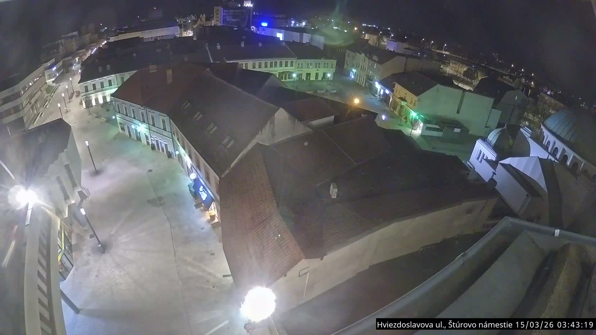Trenčín Hviezdoslavova ul. Street &. Štúrovo Námestie Square West View Skyline Live Cam -  Trencin, Okres Trencin, Slovakia