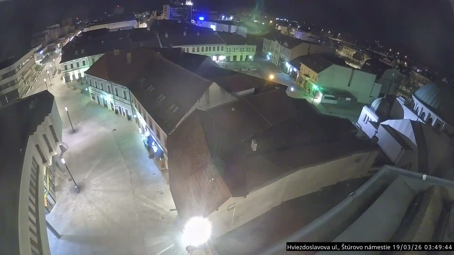 Trenčín Hviezdoslavova ul. Street &. Štúrovo Námestie Square West View Skyline Live Cam -  Trencin, Okres Trencin, Slovakia