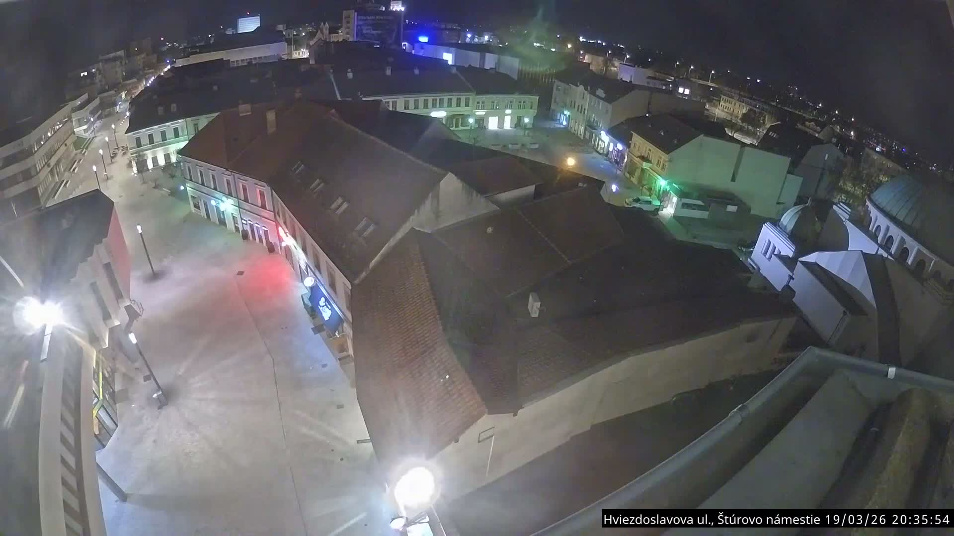 Trenčín Hviezdoslavova ul. Street &. Štúrovo Námestie Square West View Skyline Live Cam -  Trencin, Okres Trencin, Slovakia