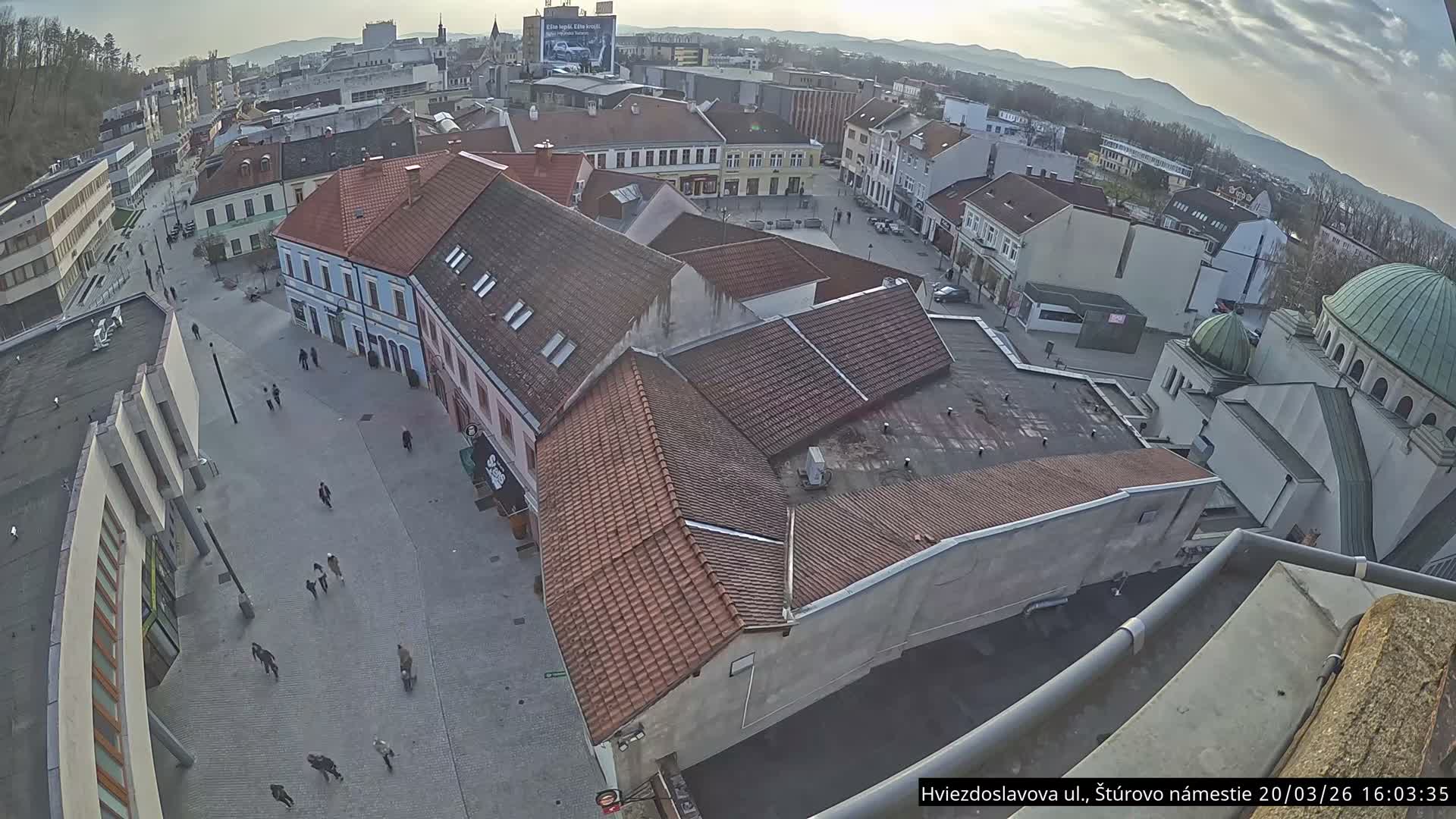 Trenčín Hviezdoslavova ul. Street &. Štúrovo Námestie Square West View Skyline Live Cam -  Trencin, Okres Trencin, Slovakia