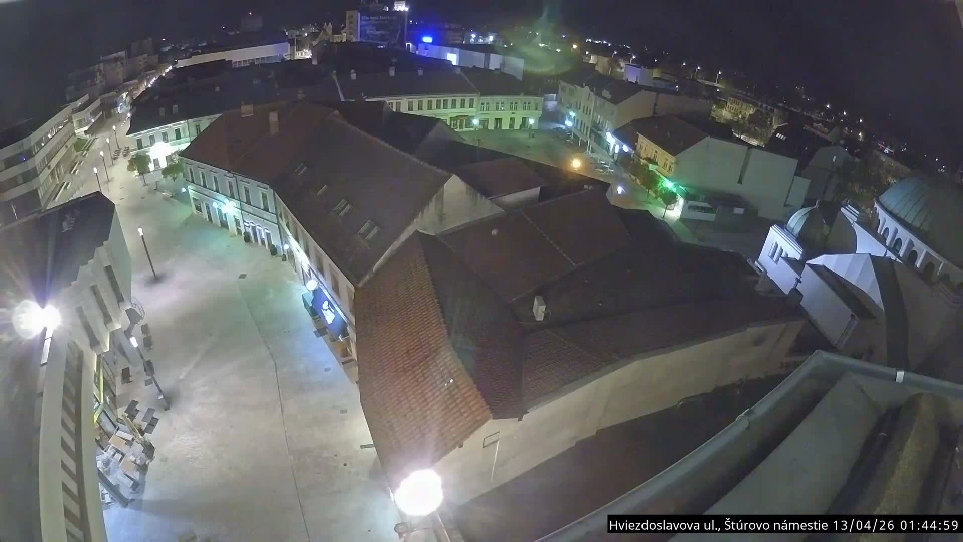 Trenčín Hviezdoslavova ul. Street &. Štúrovo Námestie Square West View Skyline Live Cam -  Trencin, Okres Trencin, Slovakia