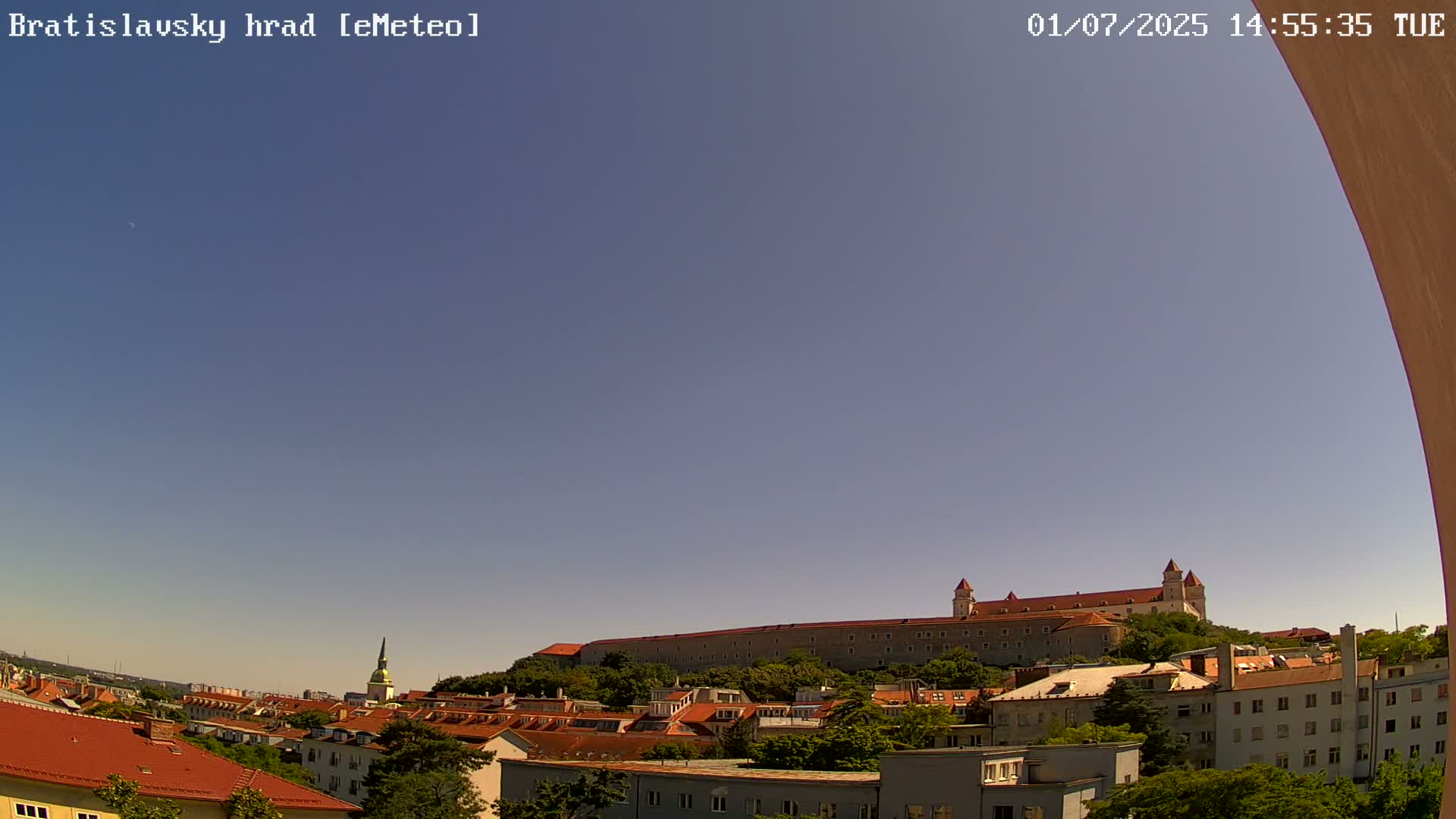 Bratislava, Bratislavský hrad (Bratislava Castle) South View Live Cam - Stare Mesto, Okres Bratislava I, Bratislava, Slovakia