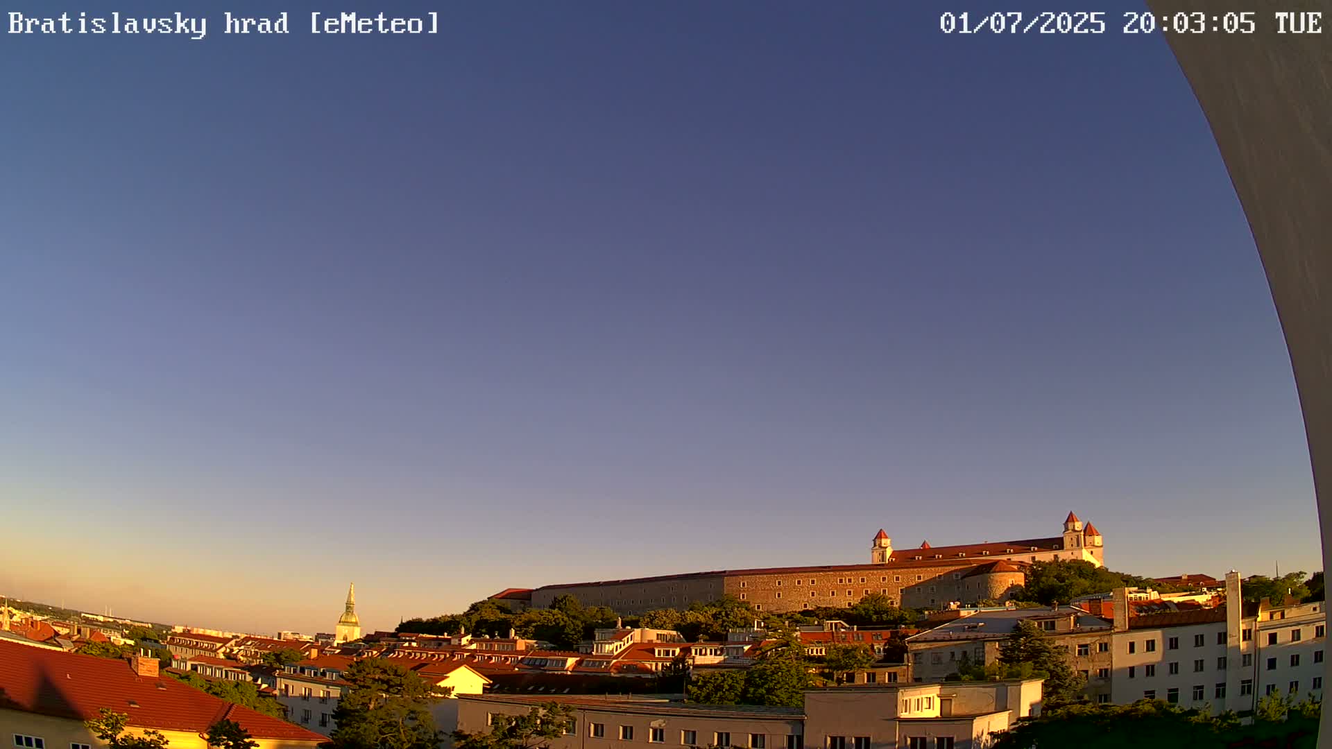 Bratislava, Bratislavský hrad (Bratislava Castle) South View Live Cam - Stare Mesto, Okres Bratislava I, Bratislava, Slovakia