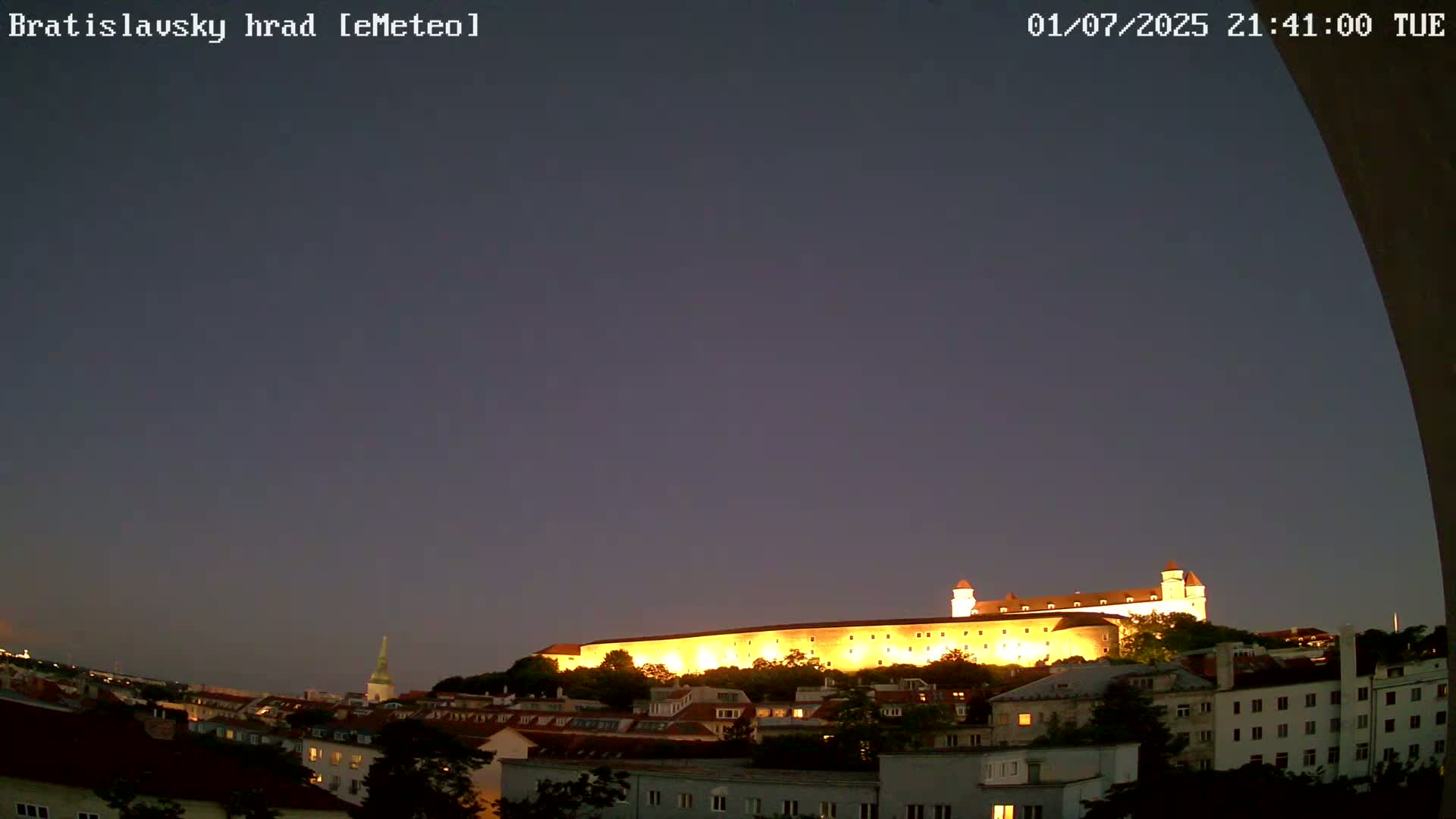 Bratislava, Bratislavský hrad (Bratislava Castle) South View Live Cam - Stare Mesto, Okres Bratislava I, Bratislava, Slovakia