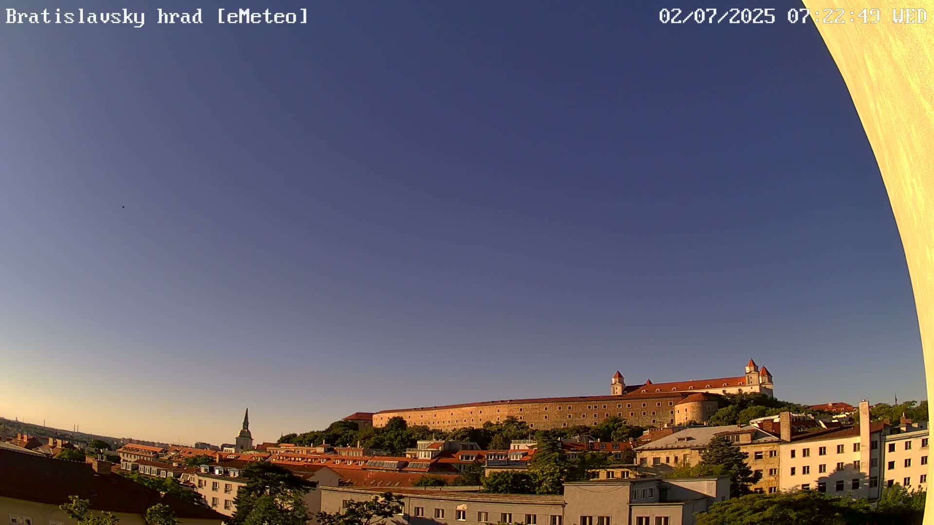 Bratislava, Bratislavský hrad (Bratislava Castle) South View Live Cam - Stare Mesto, Okres Bratislava I, Bratislava, Slovakia
