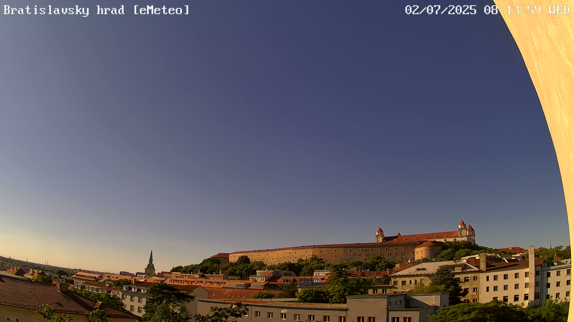 Bratislava, Bratislavský hrad (Bratislava Castle) South View Live Cam - Stare Mesto, Okres Bratislava I, Bratislava, Slovakia