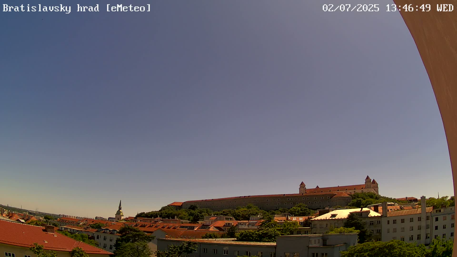 Bratislava, Bratislavský hrad (Bratislava Castle) South View Live Cam - Stare Mesto, Okres Bratislava I, Bratislava, Slovakia
