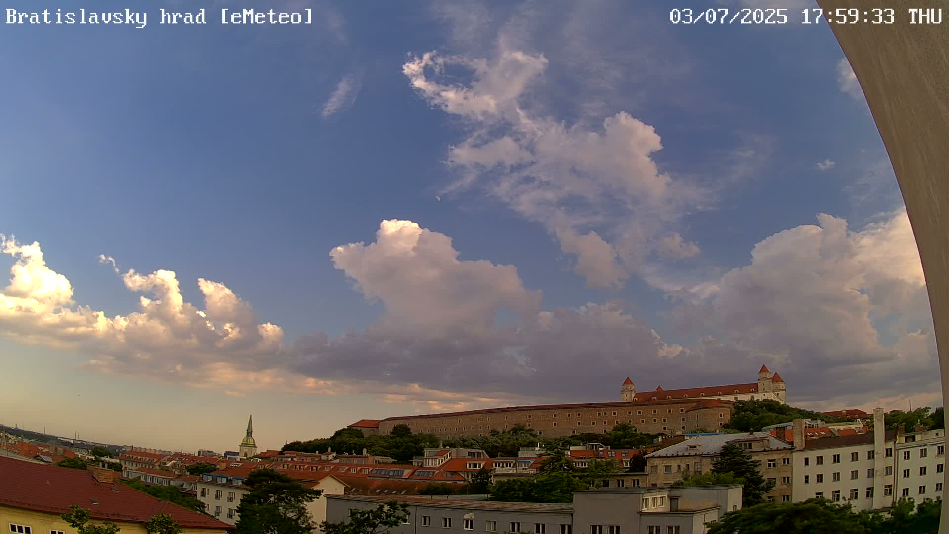 Bratislava, Bratislavský hrad (Bratislava Castle) South View Live Cam - Stare Mesto, Okres Bratislava I, Bratislava, Slovakia