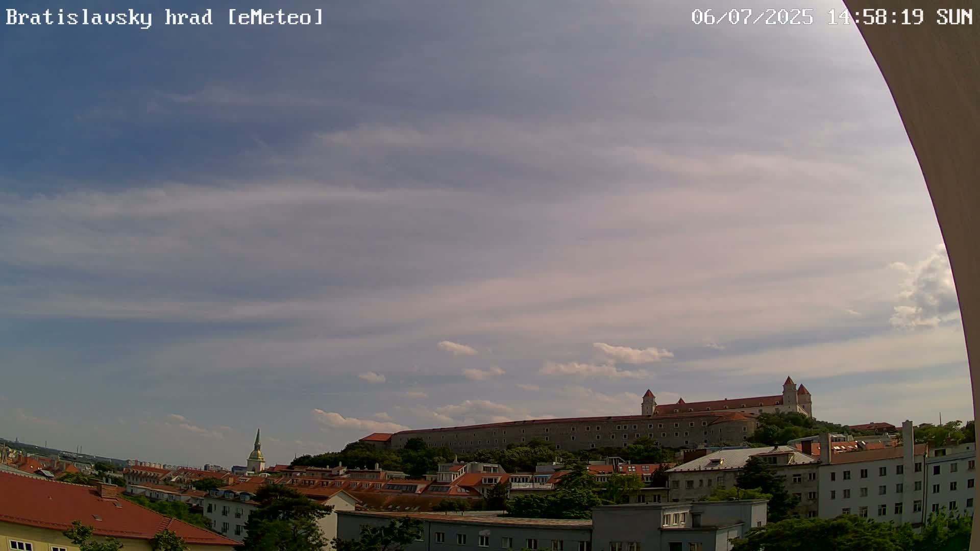 Bratislava, Bratislavský hrad (Bratislava Castle) South View Live Cam - Stare Mesto, Okres Bratislava I, Bratislava, Slovakia