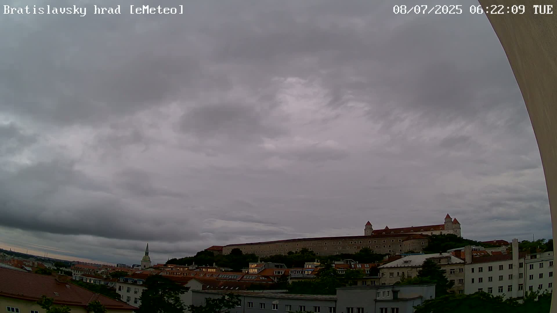 Bratislava, Bratislavský hrad (Bratislava Castle) South View Live Cam - Stare Mesto, Okres Bratislava I, Bratislava, Slovakia